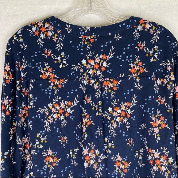 Style & Co Top Women’s Blue Floral Long Sleeve Henley Casual Crew Neck XXL - Picture 7 of 10